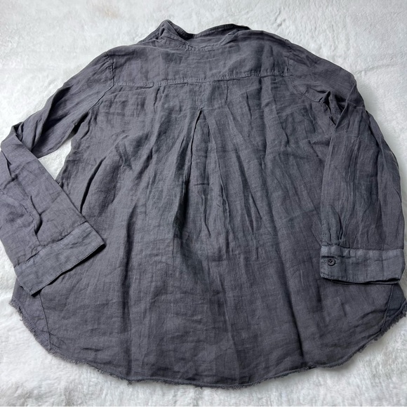 Cloth & Stone 100% Linen Gray Button Down Shirt Raw hem Size Small - Picture 4 of 8
